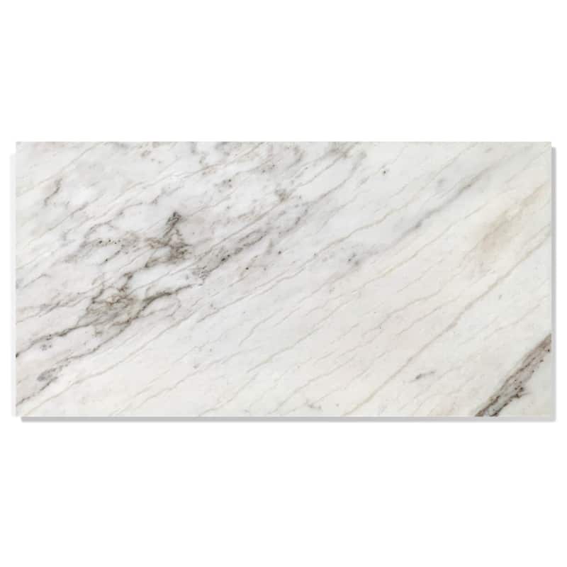 Roomfitters Natural Marble Tile, Polished Stone for Wall and Floor, Genuine Marble, 4-Piece Box, White