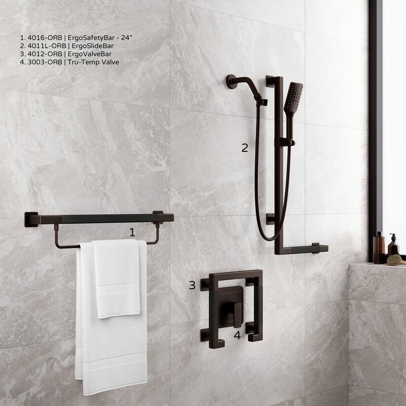 Seville 24-in Safety Bar Slip Resistant ADA Compliant 500 lb Weight Capacity Oil Rubbed Bronze