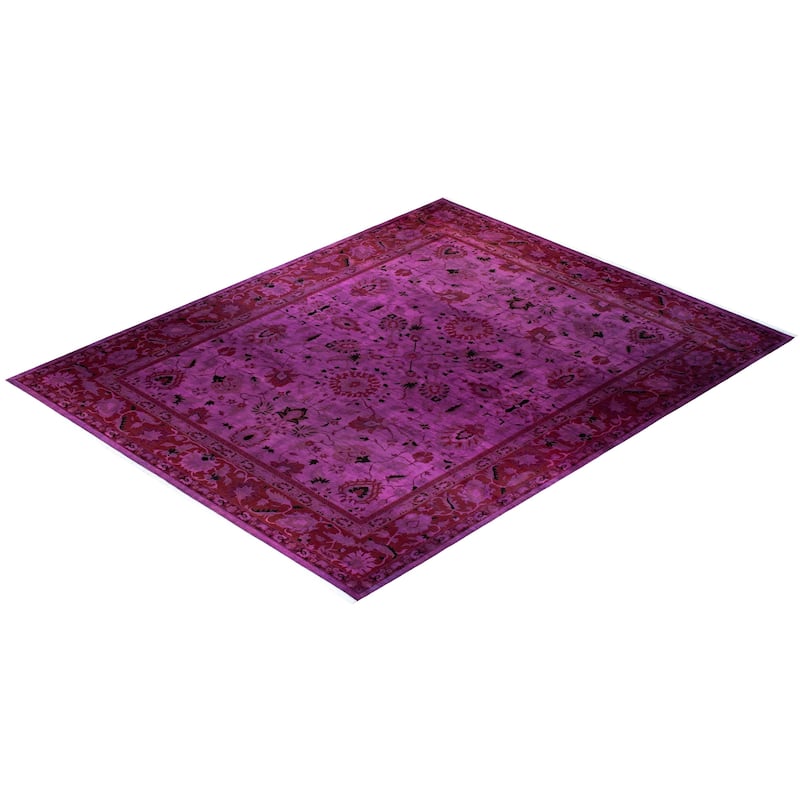 Overton Handknotted Wool Vintage Inspired Contemporary Overdyed Purple Area Rug - 15' 5" x 12' 2"