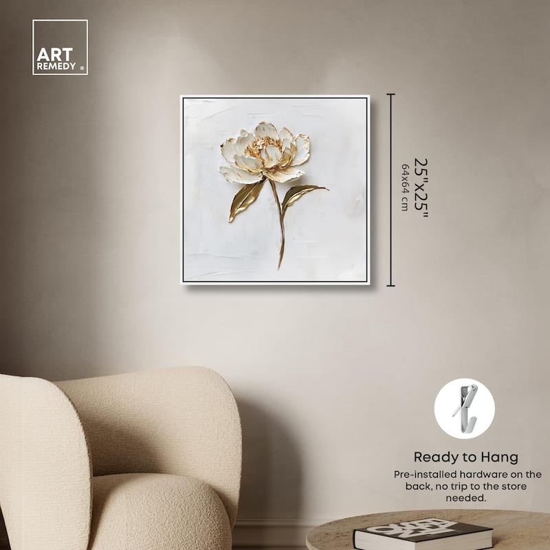 Simple Golden Peonie Canvas by Art Remedy