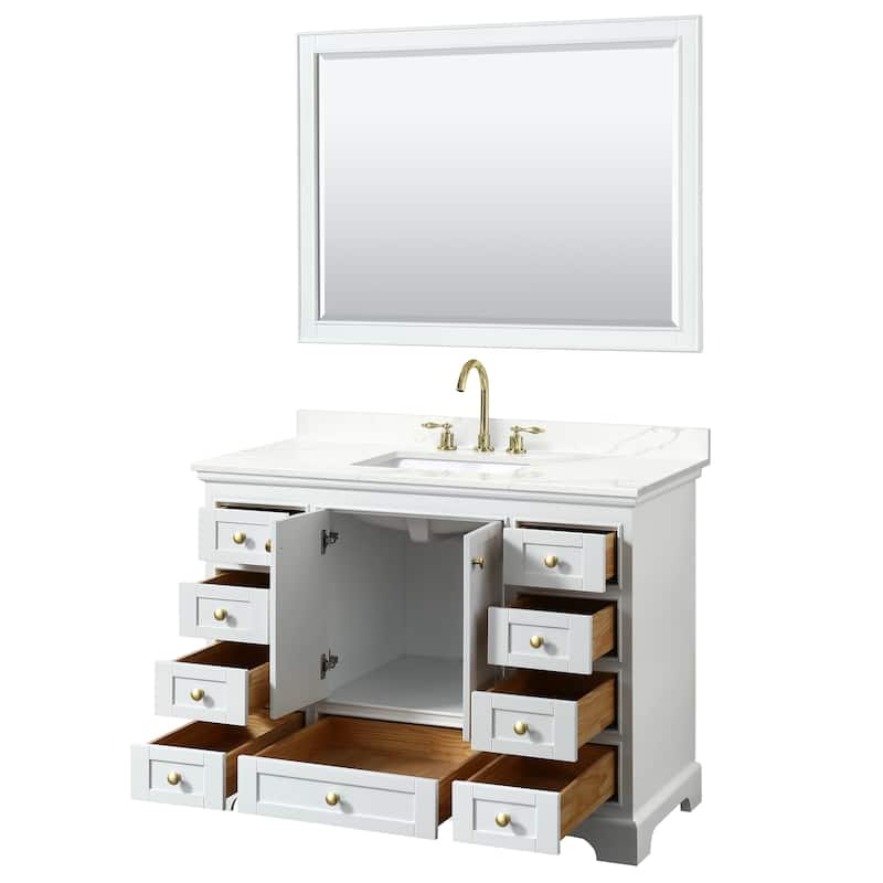 Deborah 48-inch Single Vanity, Quartz Top, 46-inch Mirror