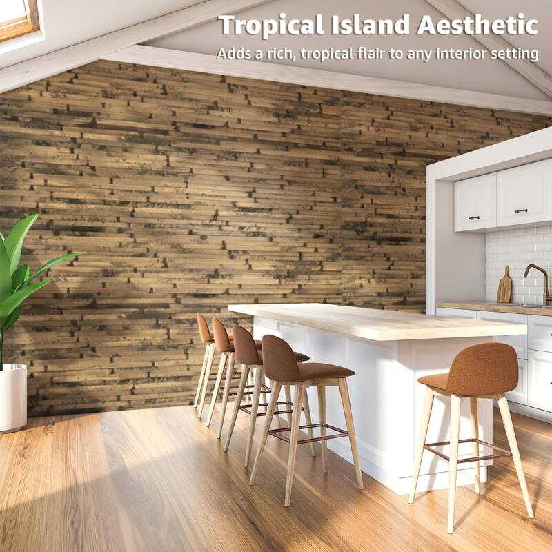 Art3d 48 x 96 in Natural Bamboo Wall Panel for Wall Decor for Living Room,Bedroom,Office - 96 X 48