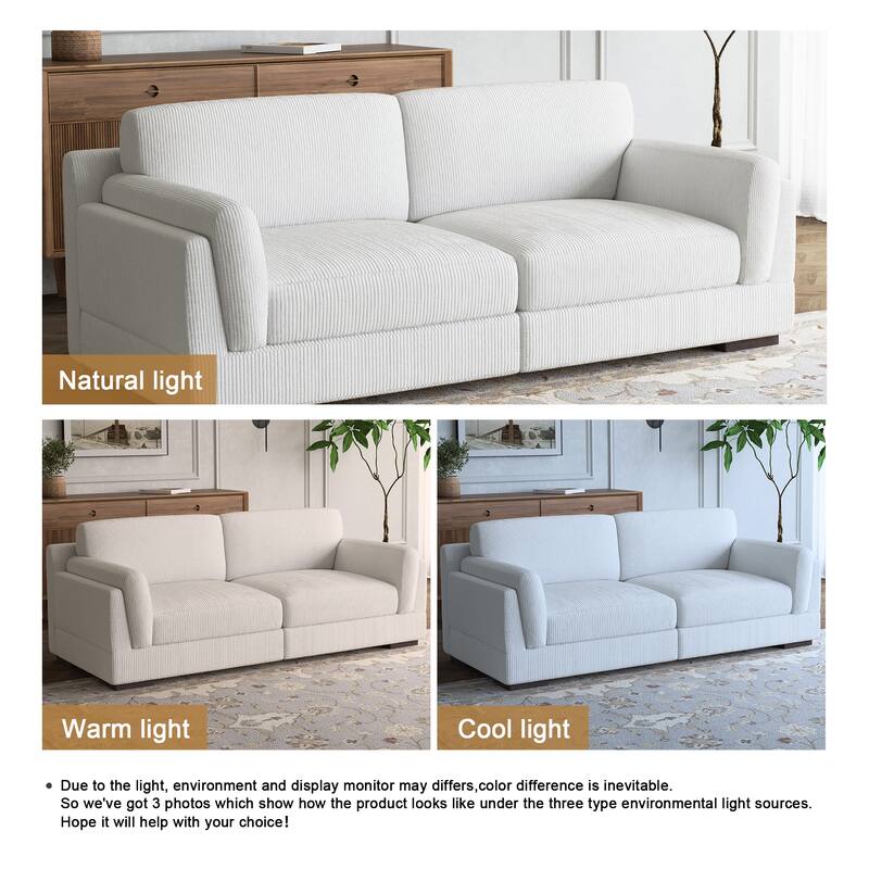 Modern 90 inch Corduroy Loveseat Deep Seat Sofa