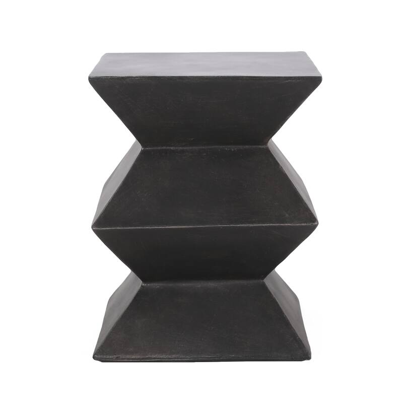 Roomfitters Outdoor Lightweight Concrete Side Table, Double-Tier Geometric Accent Patio End Table, Copper