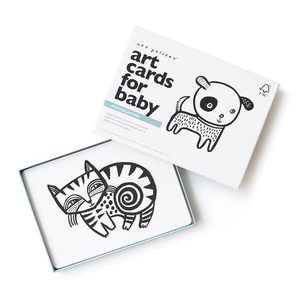 slide 2 of 5, Wee Gallery Art Cards for Baby - Pets Collection - Black - N/A