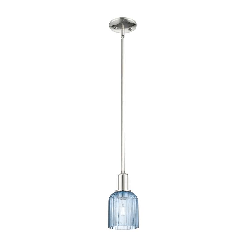 Innovations Lighting 716-1S-10-5 Bridal Veil Pendant Bridal Veil 5" - Polished Nickel / Blue