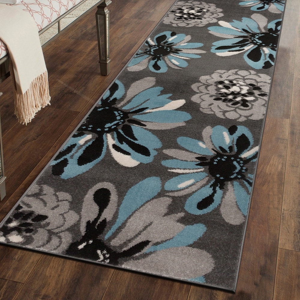 World Rug Gallery Contemporary Modern Flowers Area Rug