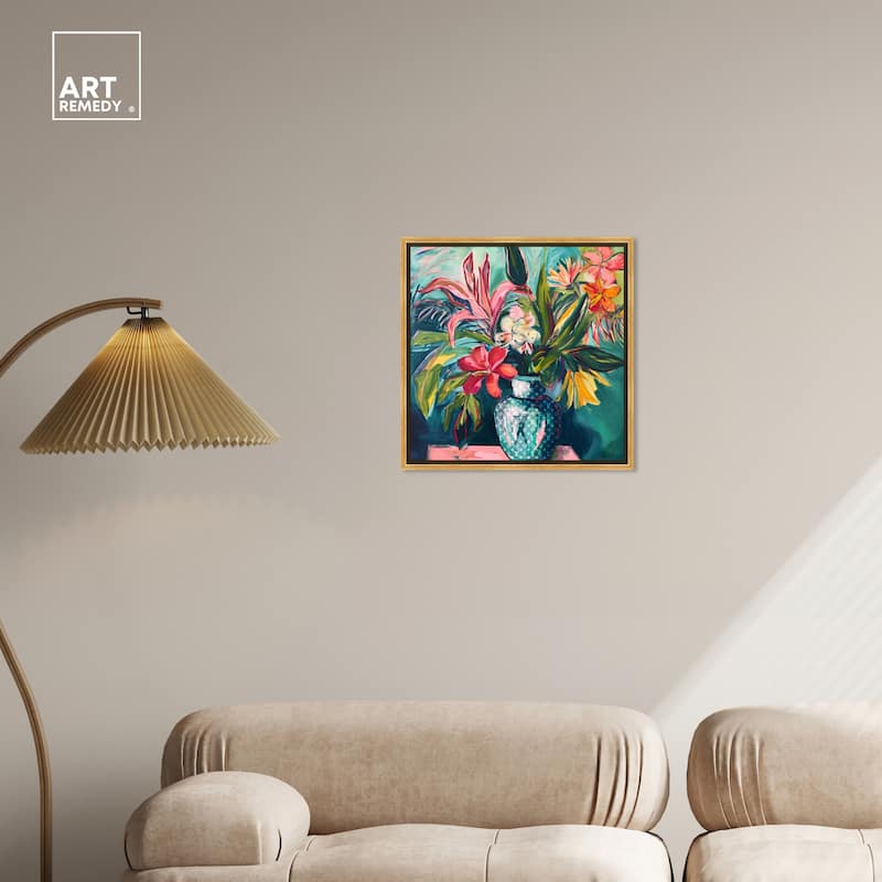 Art Remedy Vase Of Tropical Flowers Framed Flowers In Vase Paintings
