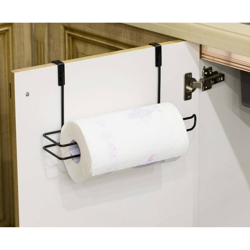 Over The Cabinet Paper Towel Holder, Black