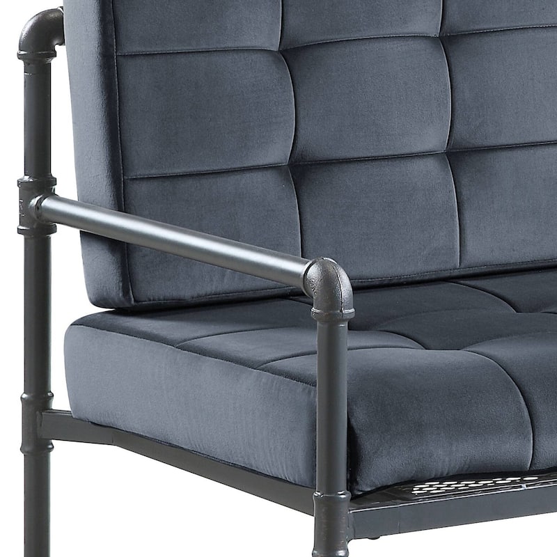 Gray Velvet & Sandy Gray Finish Loveseat