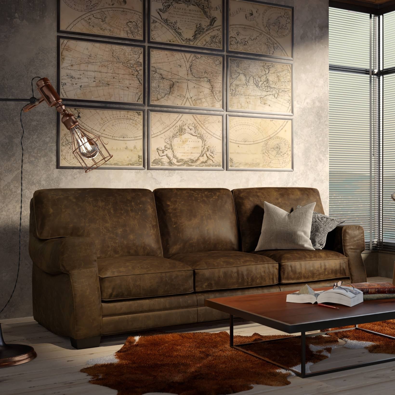 Cordova 100 Top Grain Leather Mid Century Sofa Removable Cushions Today