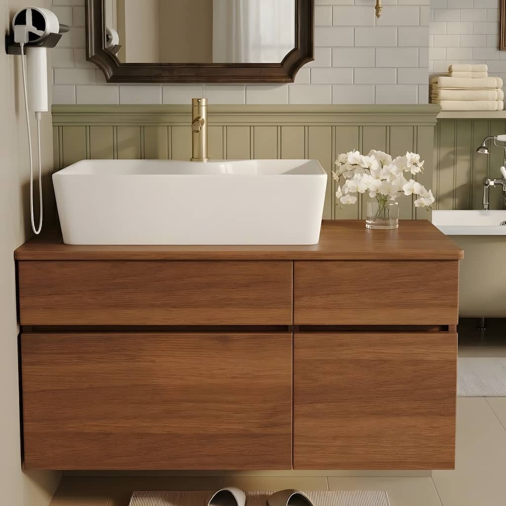 31.5 Inches Floating Single Small Bathroom Vanity with Sink