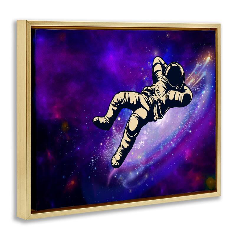 Stupell Relaxing Astronaut in Space Framed Floater Canvas Wall Art Design By Jesse Keith