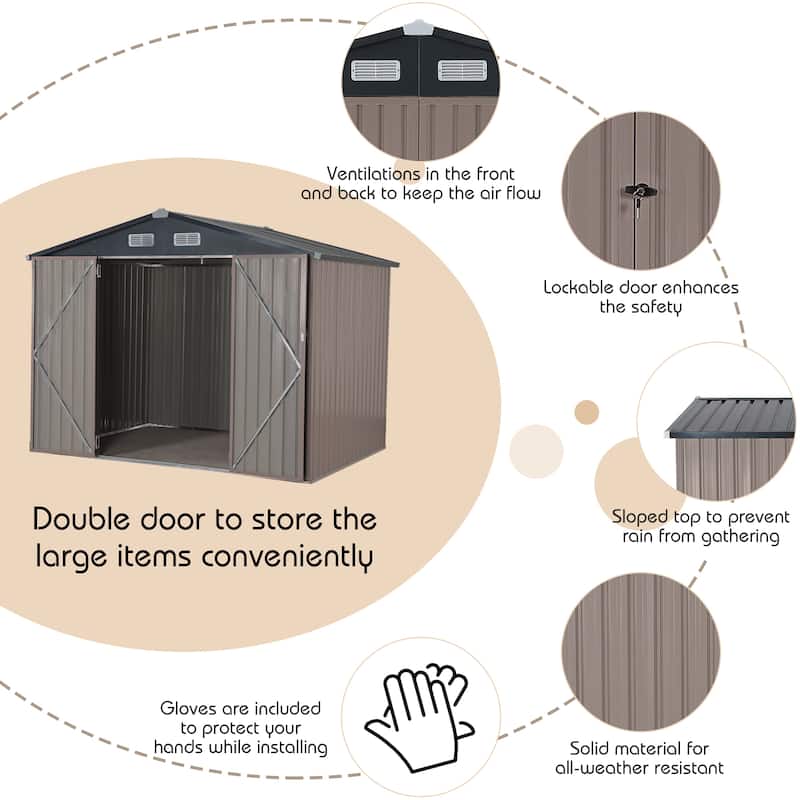6' x 8' Outdoor Metal Storage Shed