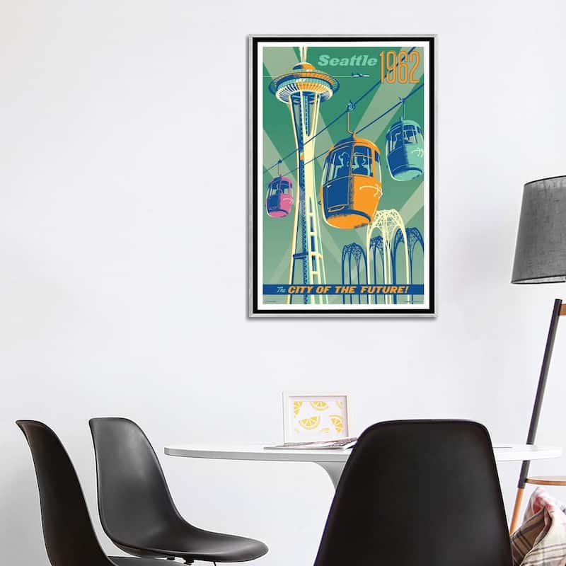 iCanvas "Seattle 1962 Travel Poster" by Jim Zahniser Framed