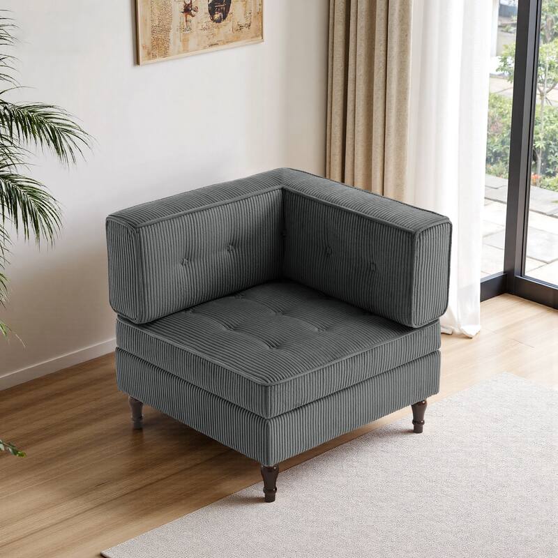 UIXE Corduroy Modular Corner Sofa Lounge Corner Arm Chair