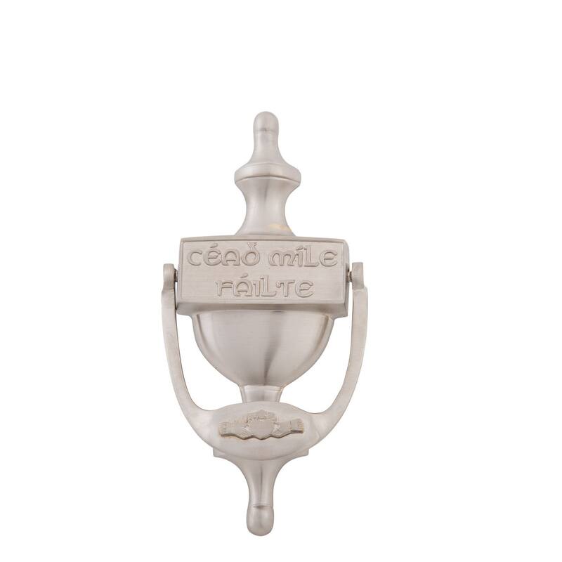 Medium Cead Mile Failte Claddagh Door Knocker - Antique Brass - Satin Nickel