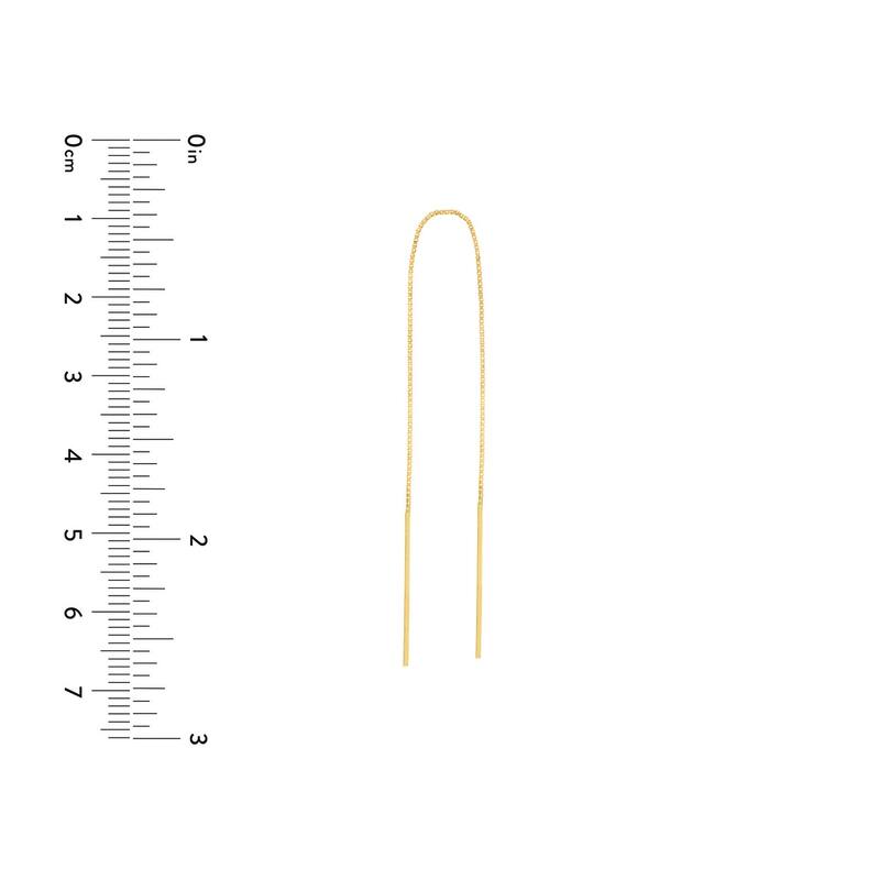 Curata 14k Yellow Gold Thin Bar Box Chain Threader Earrings