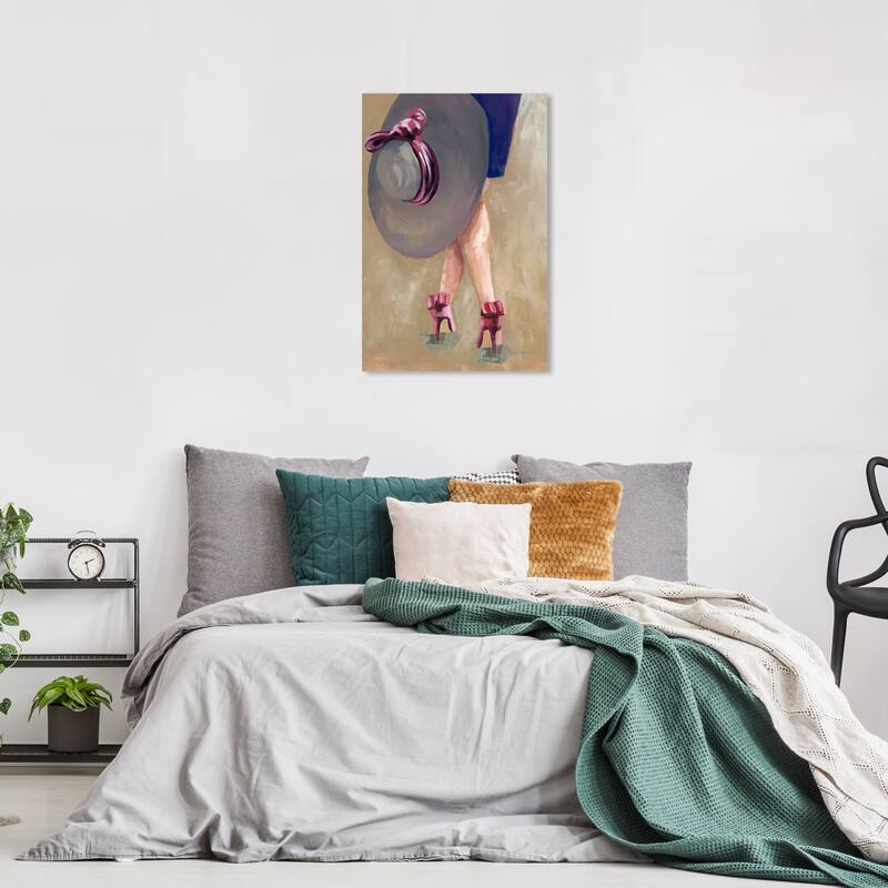 Wynwood Studio Canvas Fashion and Glam On My Way Gray and Light Gray Glam Wall Art Canvas Print - 24 x 16