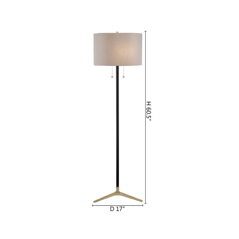 Traditional 2-Light Antique Brass And Black Floor Lamp
