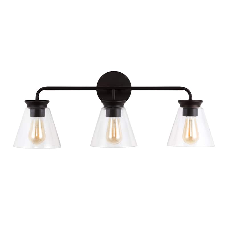 Kondo 6.38" Modern Farmhouse Iron LED Vanity, Oil Rubbed Bronze/Clear by JONATHAN Y