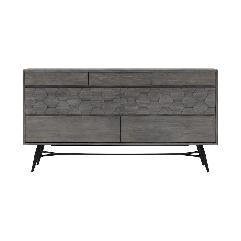 6 Drawer Dresser Grey Wood Modern Storage Chest Bedroom Furniture