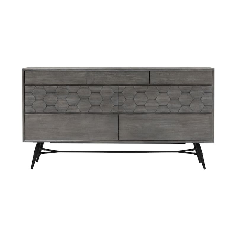 6 Drawer Dresser Grey Wood Modern Storage Chest Bedroom Furniture