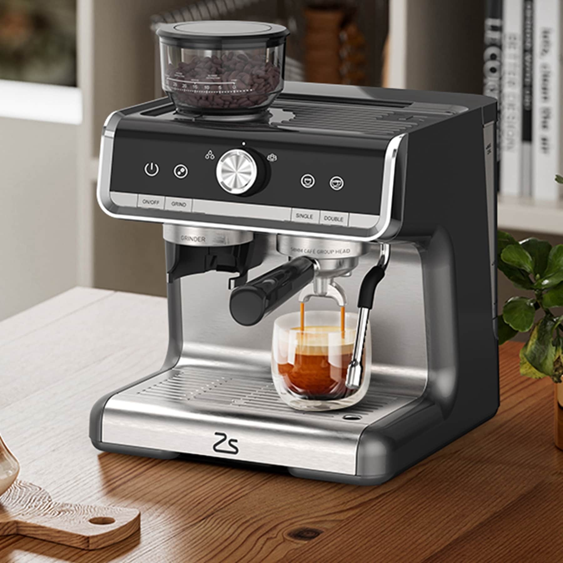 1450W Semi-Automatic Espresso Machine with Built-in Grinder and