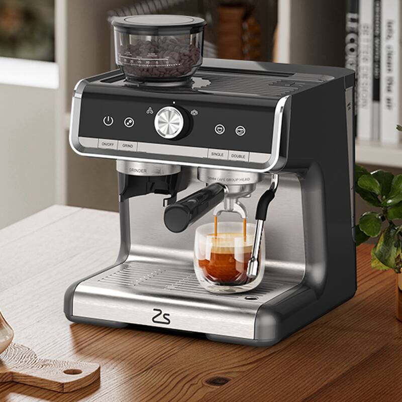 1450W Semi-Automatic Espresso Machine with Built-in Grinder and Milk Frother