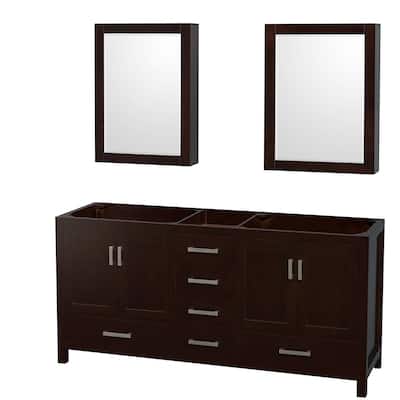 Wyndham Collection Sheffield 72" Hardwood Vanity Cabinet and Two 24"