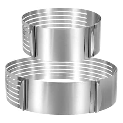 Cake Leveler Slicer Adjustable Cake Cutter Ring 7 Layered 6-8 Inch / 9-12 Inch - Silver