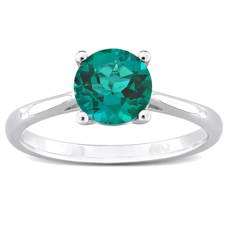 Miadora 1 1/7ct TGW Created Emerald Solitaire Ring Sterling Silver