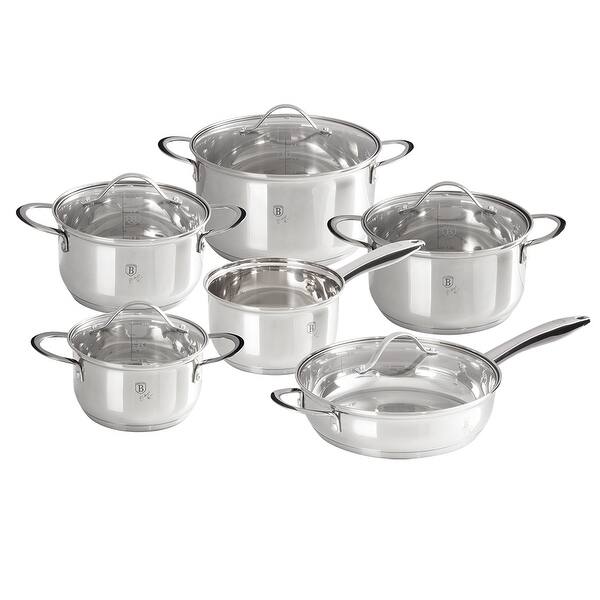 slide 2 of 3, Berlinger Haus 12-Piece Stainless Steel Cookware Set, Steel Collection
