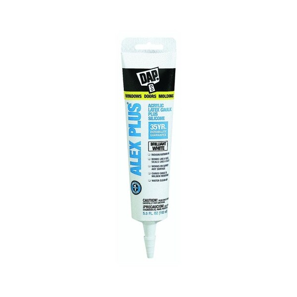 Dap 18128 Alex Plus Acrylic Latex Caulk Plus Silicone, 5.5 Oz, White
