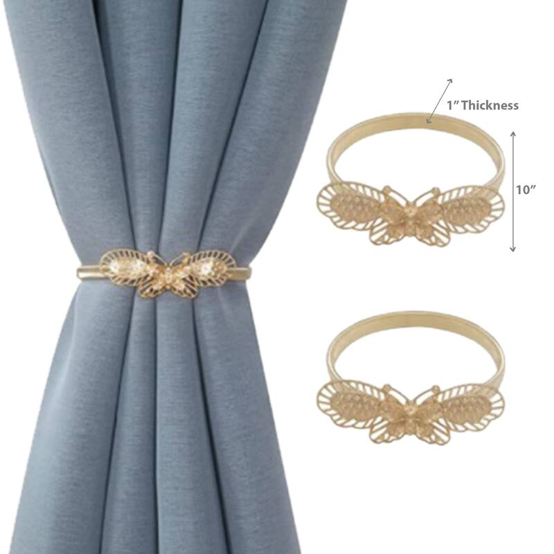 IH Casa Decor Set Of 2 Curtain Tiebacks Butterfly Rose Gold - Silver