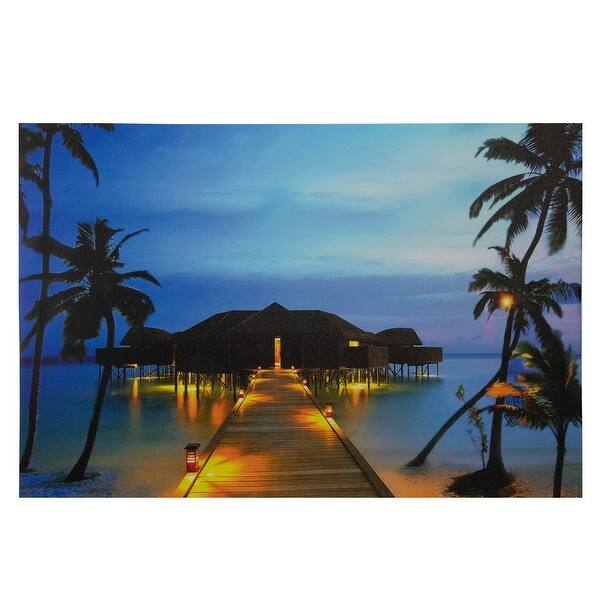 Shop 23 5 Led Lighted Tropical Paradise Island Scene Canvas Wall Art Overstock