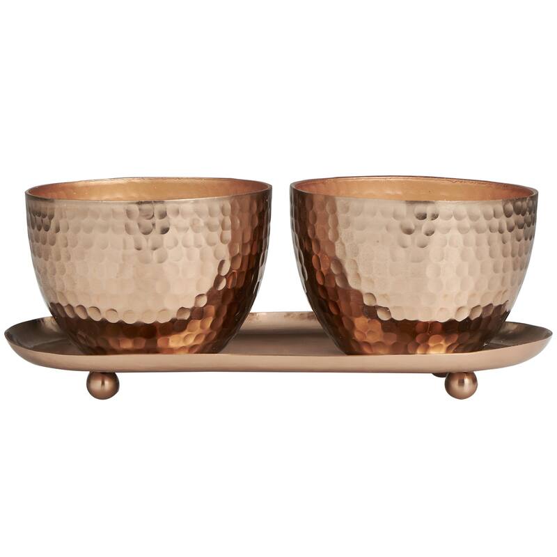 Metal Scented Hammered 10 oz 1 Wick Decorative Candle with White Wax - Set of 2 Gold, Silver, Copper - Roche River Decor