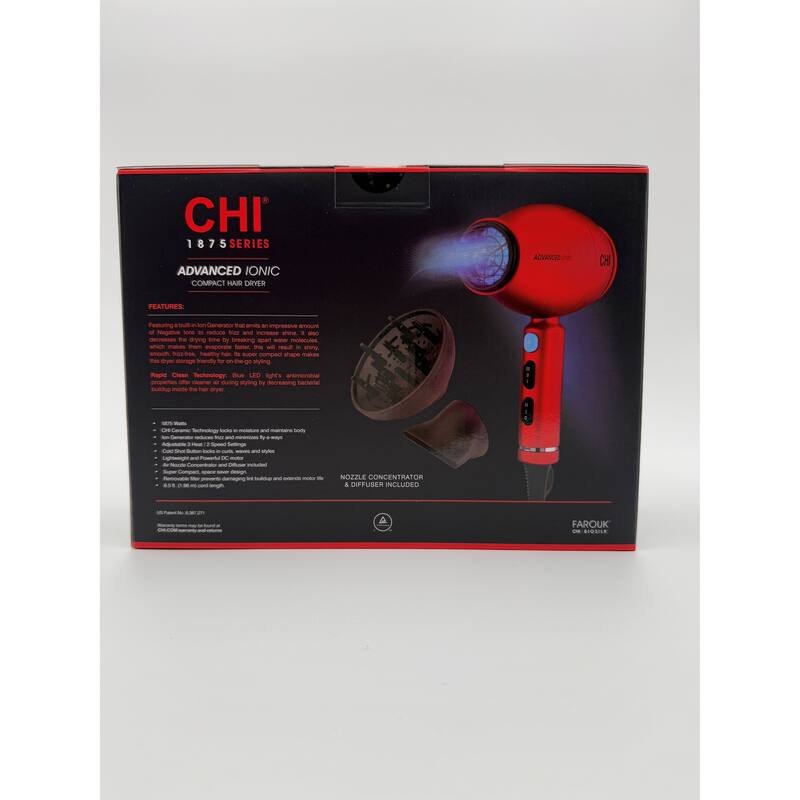 CHI 1875 Series Advanced Ionic Compact Hair Dryer Red