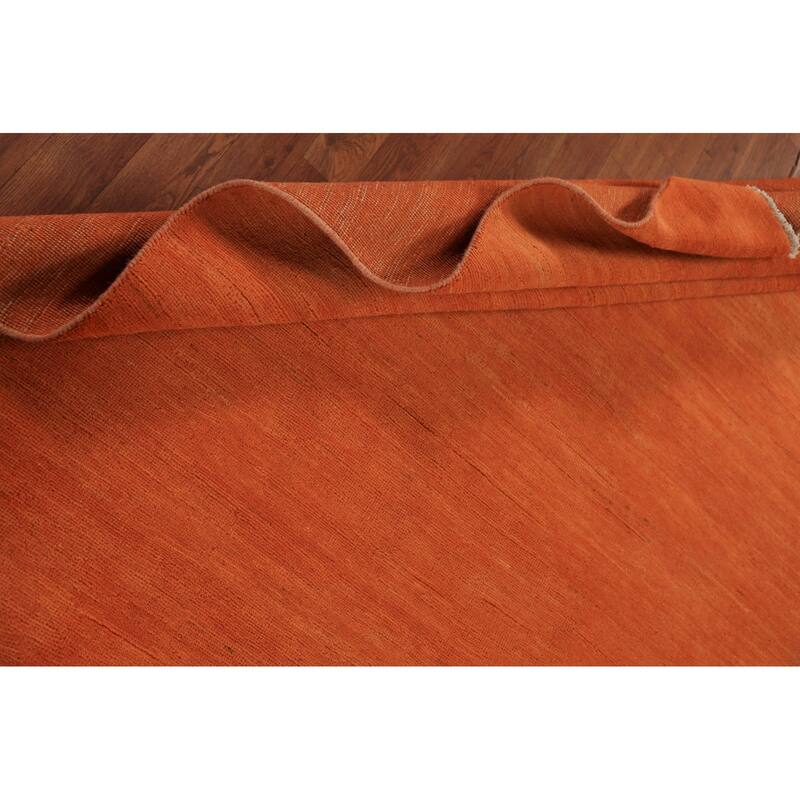 Orange Modern Gabbeh Oriental Area Rug Solid Hand-Knotted Wool Carpet - 5'3" x 7'11"