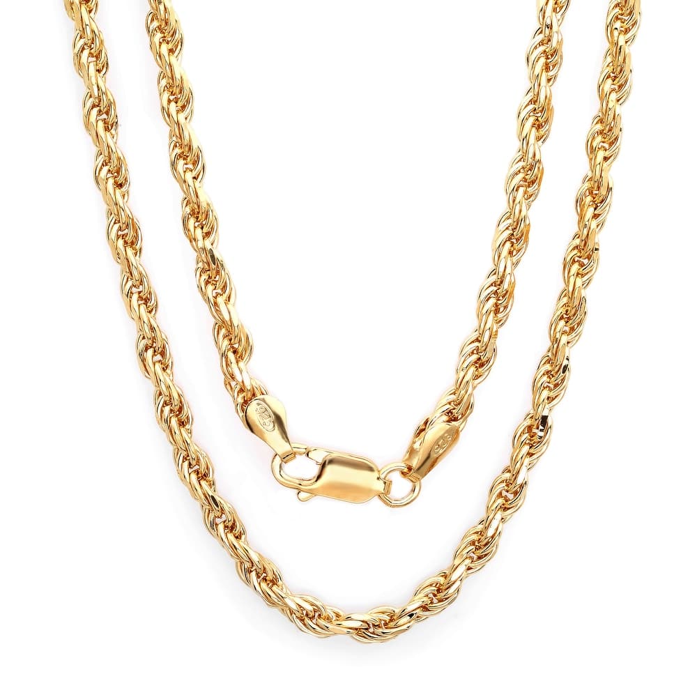 Roberto Martinez Gold Plated Silver 2.25 mm Rope Chain (16"-30") - Yellow