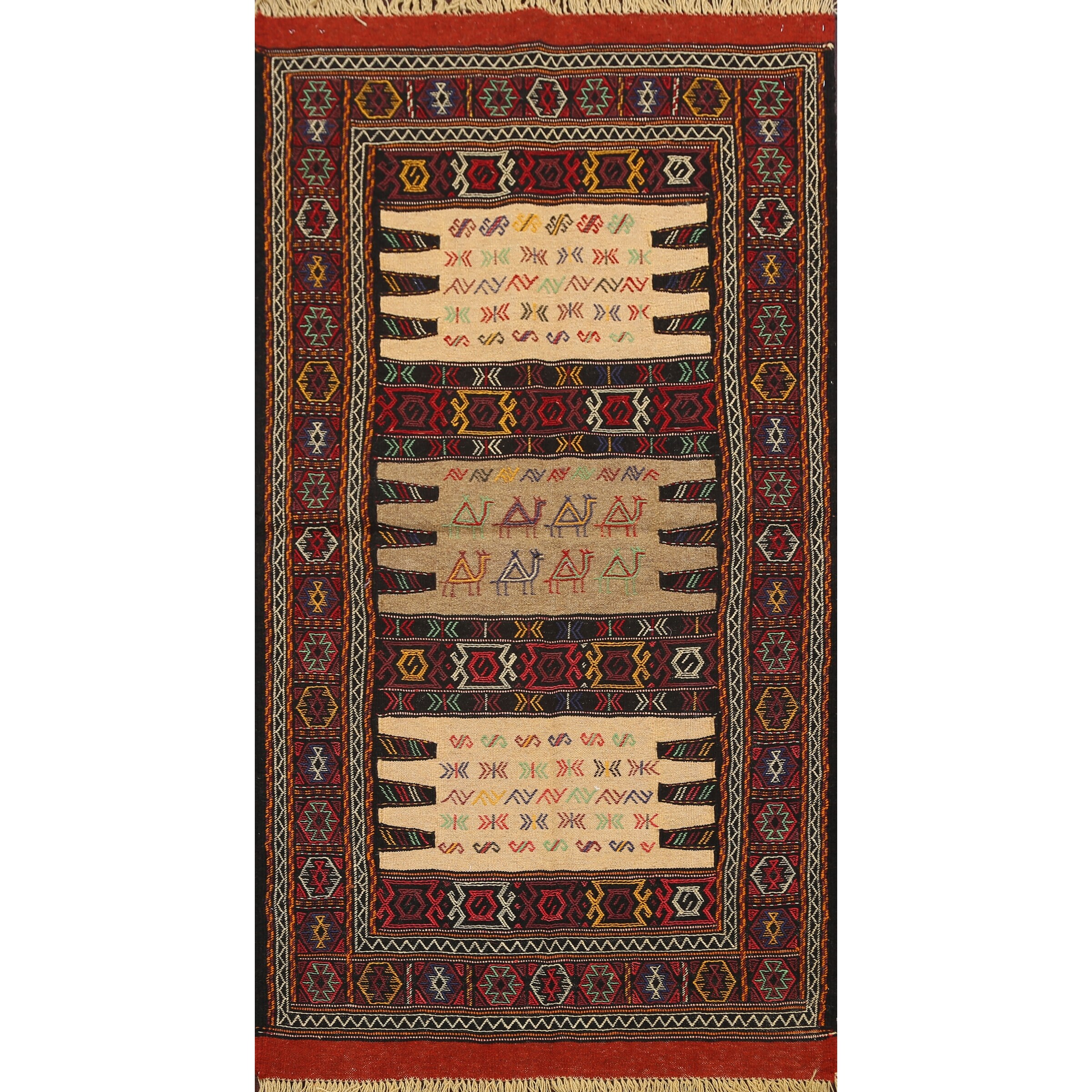 Shop Tribal Sumak Kilim Persian Home Decor Area Rug Flat Woven Wool Carpet 3 2 X 5 5 Overstock 31784905