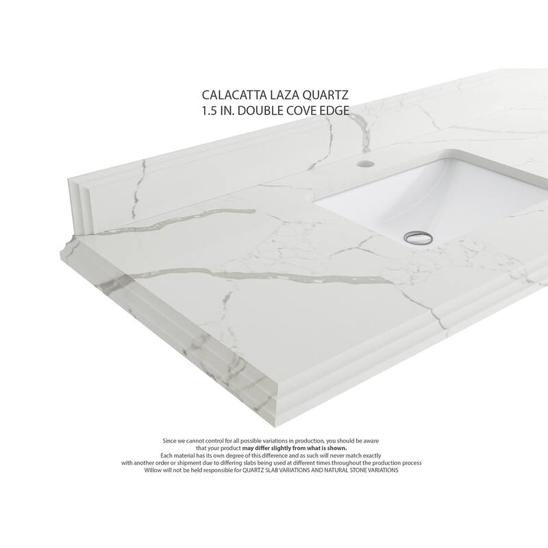 Willow Collections 36 x 22 Charlotte D Right Offset Sink Bathroom Vanity with Countertop