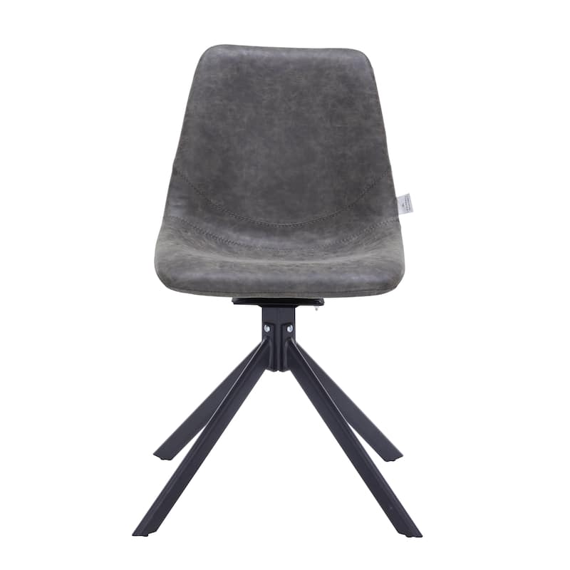 Markley Leather Dining Chair 360 Degree Swivel with Iron legs Modern Accent Side Chair
