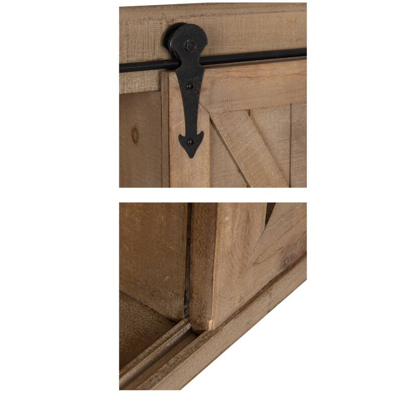 Cates Decorative Wood Wall Cabinet with Vanity Mirror and Barn Door