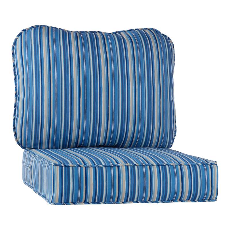 Outdoor 2-Piece Reversible Deep Seat Cushion Set (Cushions Only) - Sapphire Stripe