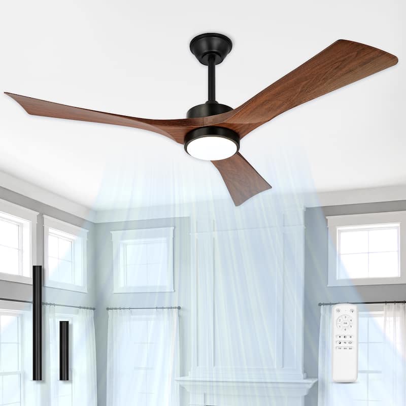 52"or 62" Diammable Ceiling Fan with Light,DC Motor and Remote - 52" - Brown
