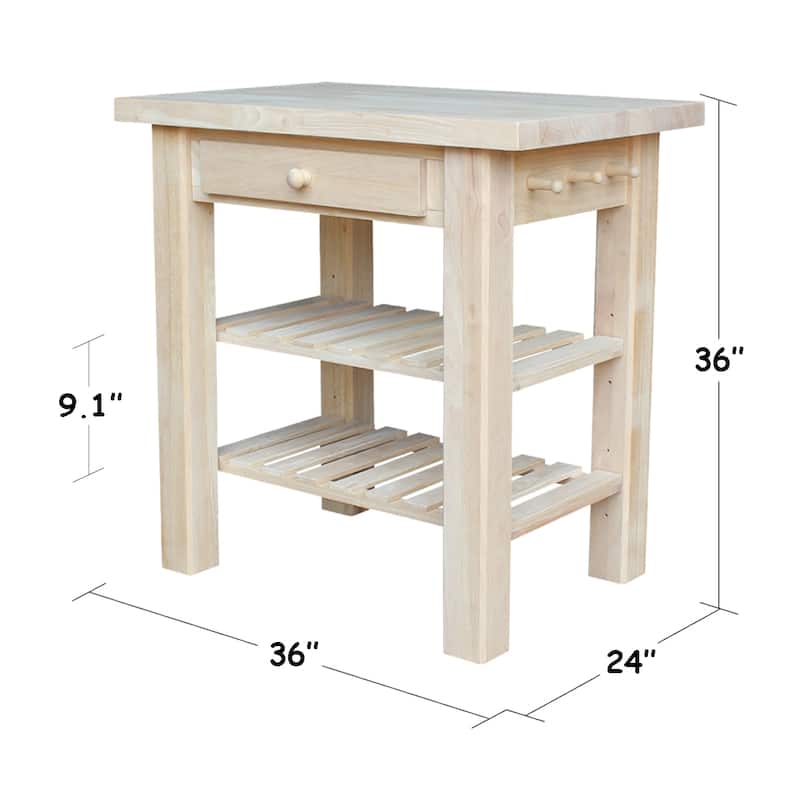 The Gray Barn Heavenly Winds Unfinished Solid Parawood Kitchen Island