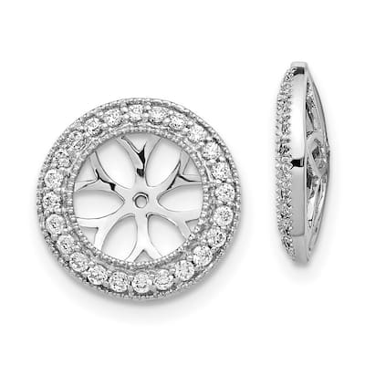 Curata 14k White Gold Diamond Earrings Jackets - 12x12mm Wide