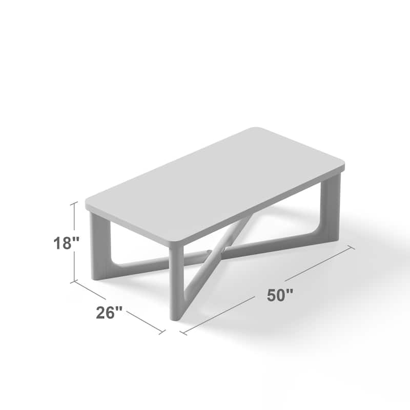 Modern Coffee Table Farmhouse Solid Wood Coffee Table with Cross Sturdy Legs Center Table for Home Office Living Room
