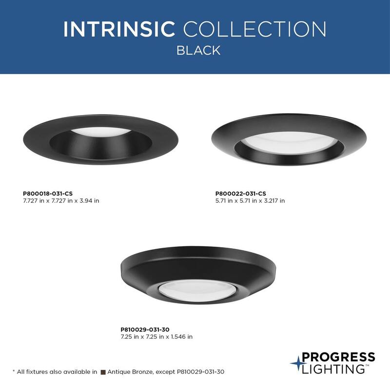 Intrinsic Collection 6 " 5-CCT Black LED Eyeball Trim for Recessed Housings - 7.727 in x 7.727 in x 3.94 in